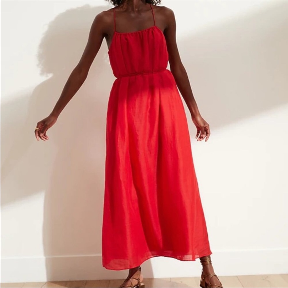 Banana Republic Red Ramie Maxi Dress